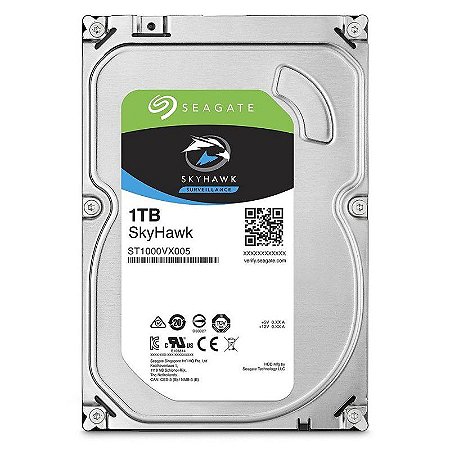 HD Seagate Skyhawk 1TB 7200RPM 64MB Cache SATA III 3.5" para Vigilância ST1000VX005