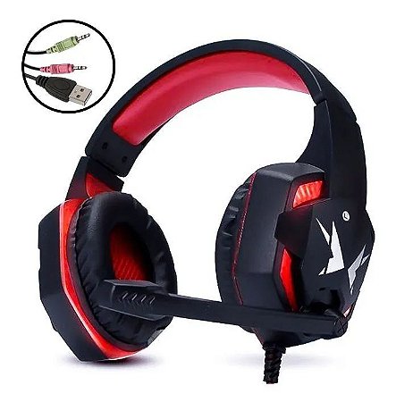 Headset Gamer Vermelho 5.1 P2 LED c/Microfone HF-G600 Exbom