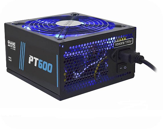 Fonte Gamer ATX 600W Full Range PFC c/LED Azul Gaming Master K-Mex