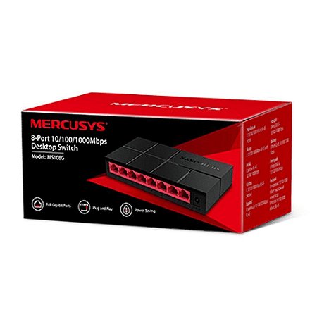 Switch de Mesa 8 Portas Gigabit Duplex MS108G Mercusys