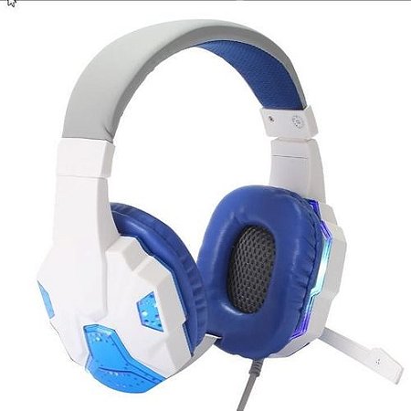 Headset Pro Gaming Gears c/LED Branco PC PS4 XBOX Celular KP-397 Knup