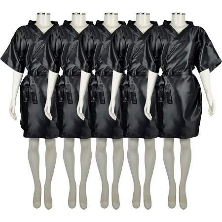 Roupão / Kimono De Cetim Noiva / Salão De Beleza Kit C/ 5