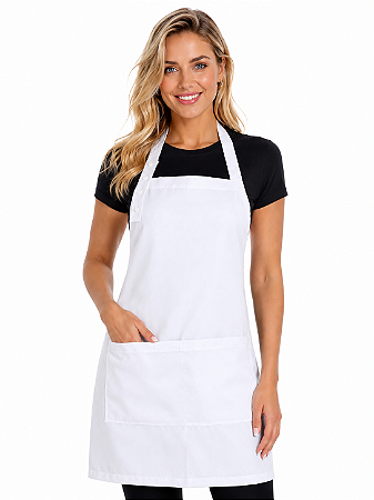 Avental Uniforme Profissional Oxford Branco Salão de Beleza Manicure Regulável 2 Bolsos