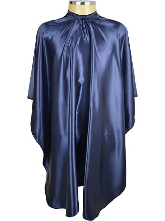 Capa para Corte de Cabelo Cetim Azul Marinho