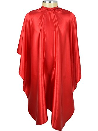 Capa de Corte para Barbeiro Cabeleireiro Cetim Vermelho