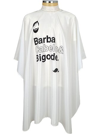 Capa de Corte de Cabelo Estampada - Barba, Cabelo e Bigode Branca