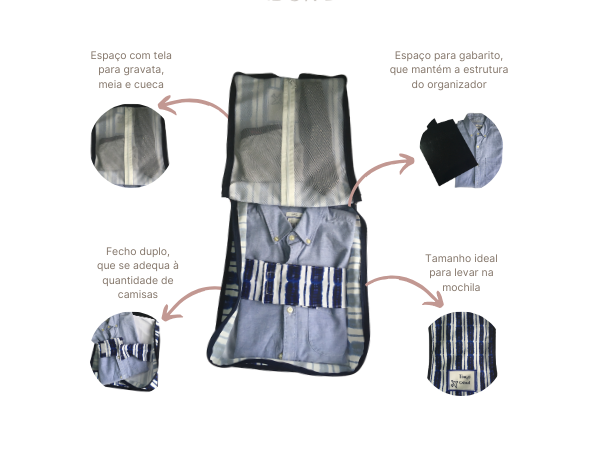 ORGANIZADOR DE CAMISA  PERSONALIZADO - COM GABARITO