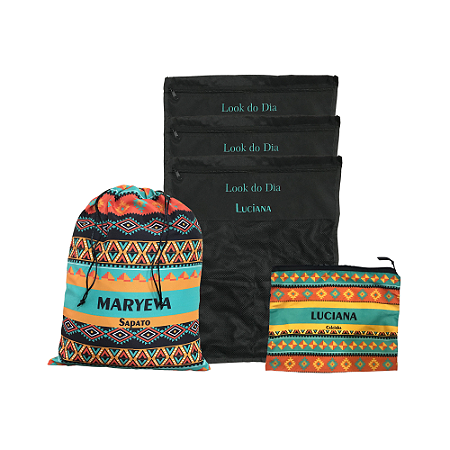 KIT VIAGEM PERSONALIZADO: 3 ENVELOPES LOOK DO DIA + NECESSAIRE E SAQUINHO