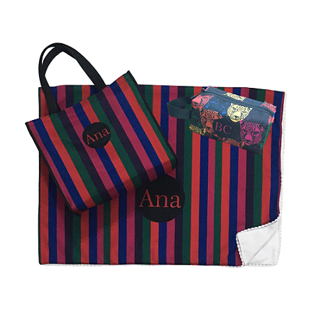 Kit Praia Personalizado - Bolsa, Necessaire Box e Canga Dupla