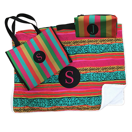Kit Praia Personalizado - Bolsa, Necessaire Box e Canga Dupla