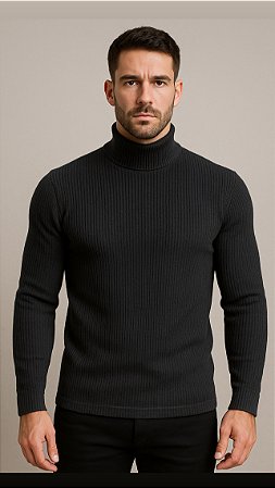 Blusa Gola Alta em Tricô – Preta e Terracota