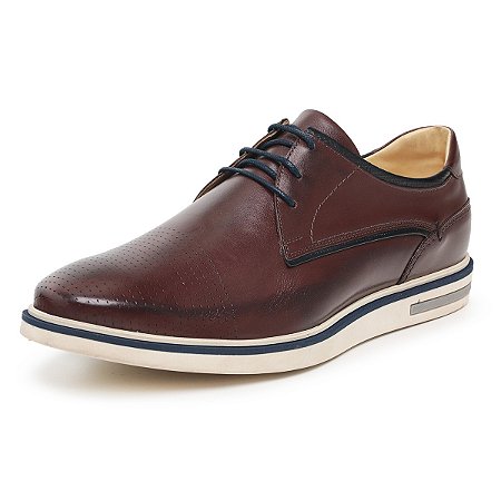 Sapato Casual Derby cor Tabaco Couro Legitimo Ref 1112 Paulo