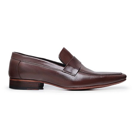 Loafer Social Couro Legitimo cor Tabaco, Ref: 1312