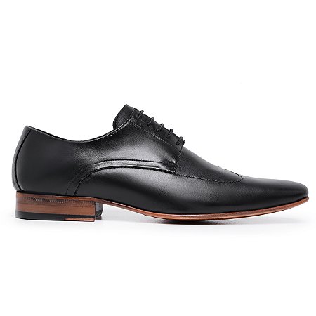 Derby Social de Amarrar cor Preto Couro Legitimo, Ref: 123