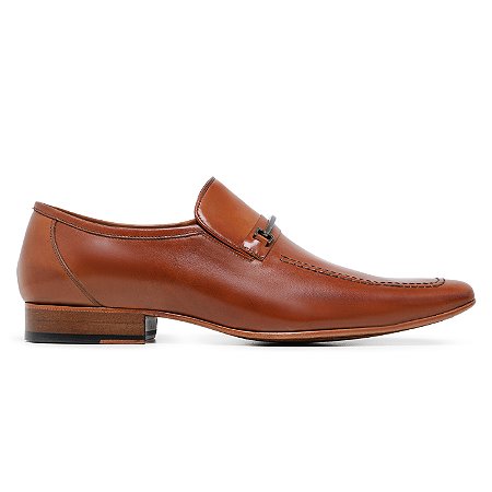 Loafer Social Fivela Couro Legitimo cor Caramelo, Ref: 125