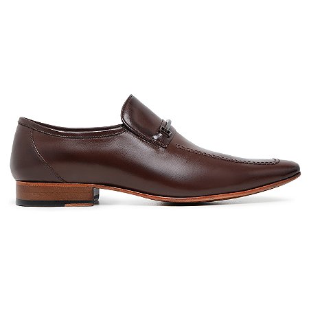 Loafer Social Fivela Couro Legitimo cor Tabaco, Ref: 125
