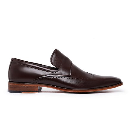 Loafer Social em Couro Legitimo cor Tabaco, Ref: 130