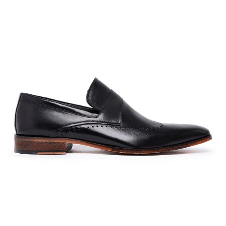 Loafer Social em Couro Legitimo cor Preto, Ref: 130