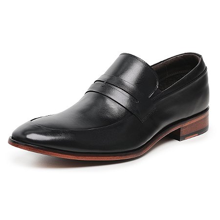 Loafer Social Máscara cor Preto em Couro, Ref: 2009