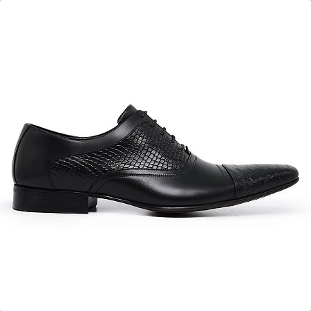 Oxford Serpente Preto, Couro Legitimo, Ref: 155