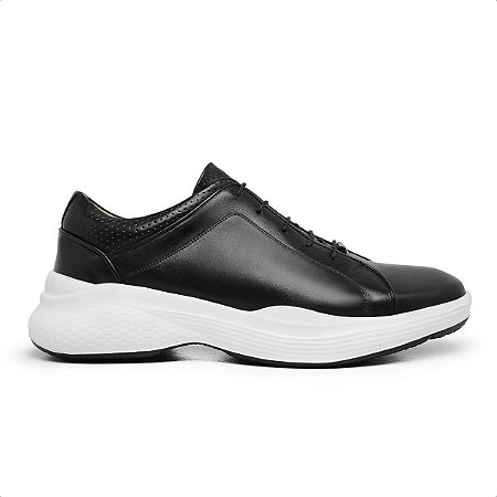 Tenis Sneaker Casual em Couro Premium Paulo Vieira cor Preto, Ref: 176