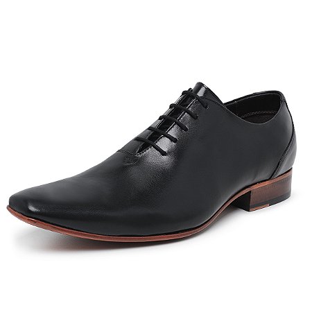 Sapato Social Wholecut cor Preto, Couro Legitimo Feito A Mão, Ref: 520