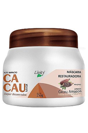 Máscara Cacau Mask Cabelos Ressecados Livity 250g