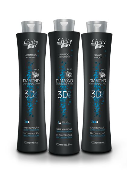 Kit Cauterização a Frio Diamond 3D Pro Livity 1l  3 Produtos