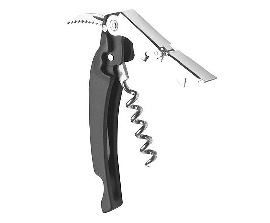 Saca-Rolhas para Garçom modelo Daily preto e inox Ghidini