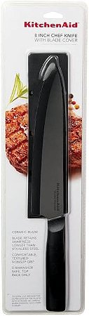 Faca Chef 8" Preta Cerâmica com Capa Protetora KitchenAid