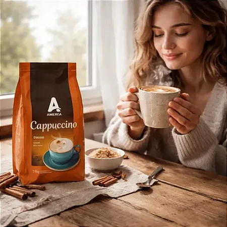 Cappuccino em Pó América Clássico 1Kg - Caixa master com 10 pacotes