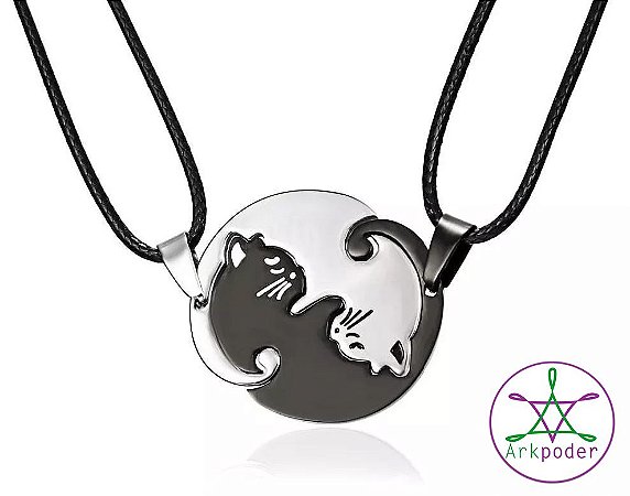 Colar duplo gatinho amor amizade