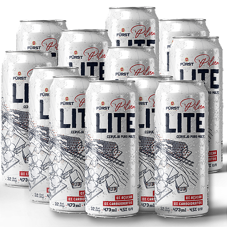 Cerveja Fürst Lite - Low Carb - 473ml - Zero Açúcar | 100% Malte - 12 Latões