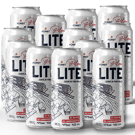 Cerveja Fürst Lite | Low Carb, Zero Açúcar, 100% Malte | 4,5% abv | 12 Latões 473ml | Premiada Internacionalmente