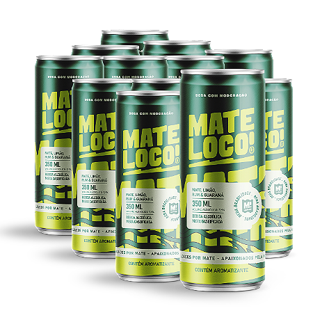 Mate Loco - Bebida Mista com Rum, Mate, Guaraná & Limão (7,8% Teor Alcoólico) Lata 350 ml - CX C/12 Latas