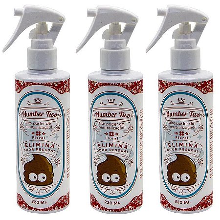 Lançamento Number Two Floral Eliminador de Odor Pessoal - Kit 3 unidades - 220mL Spray