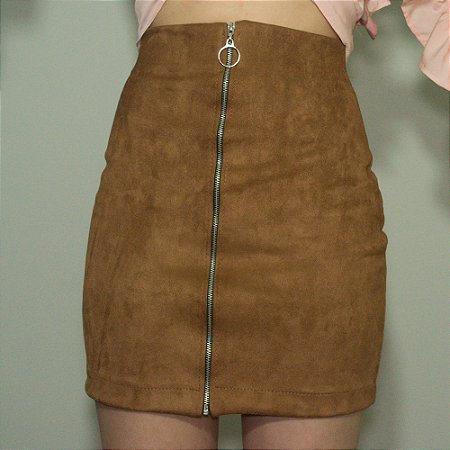 saia em suede caramelo