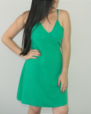 vestido liso verde