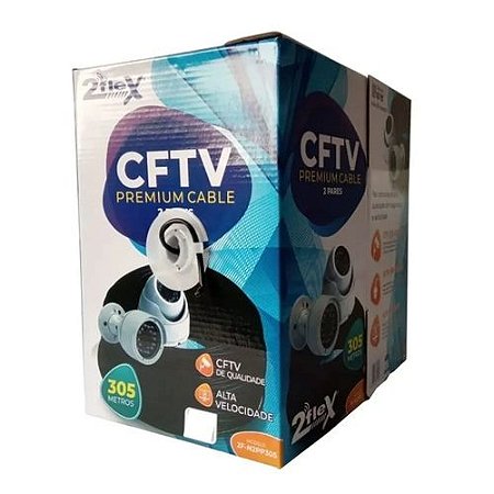 Cabo Rede Cftv Cobreado (2 Pares) Premium 305 M Preto 2flex