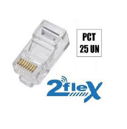 CONECTOR RJ45 MACHO SIMPLES 2FLEX RJ45 PACOTE COM 25 UND