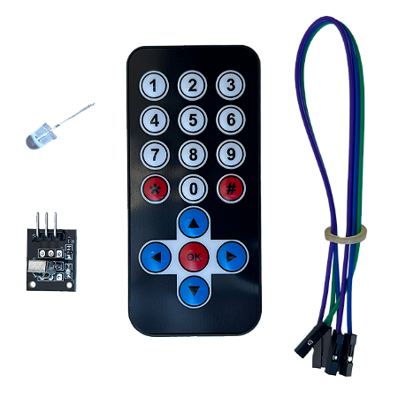 Kit Módulo Receptor Infravermelho (IR), Controle Remoto e Led