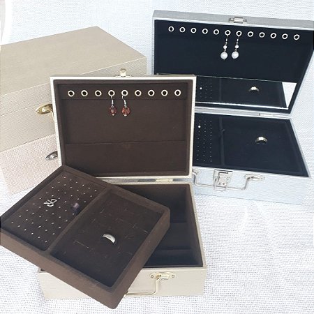 Porta Jóias Duplo pequeno com bandeja