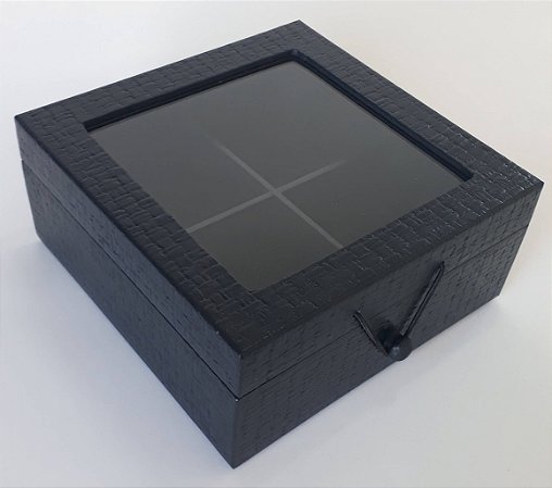 Caixa Chá 4 divisões Preta