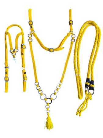 Cabeçada, Rédea E Peitoral Inox Amarelo - SE124