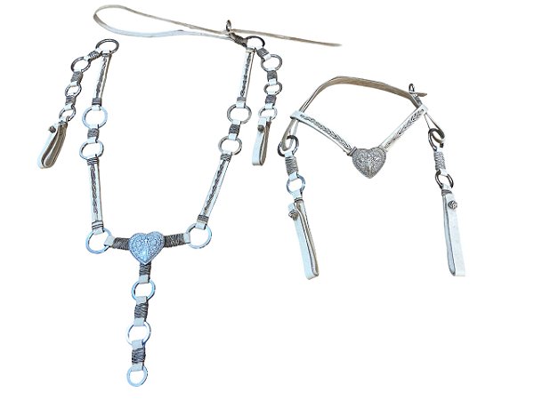 Cabeçada e Peitoral de Couro Cru com Central - SE207