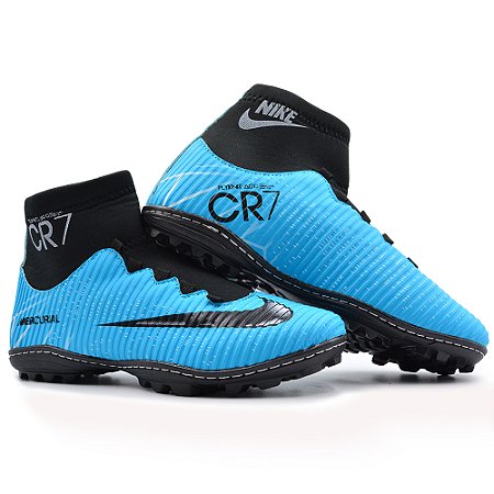 Chuteira Cano Alto Botinha Society Nike Mercurial Cristiano Ronaldo Cr7 -  Azul - Distribuidora de Calçados Isabela Shoes - Calçados Masculinos e  Femininos