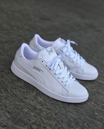 Tenis Puma Smash V3 Couro Branco - Lace Sneakers