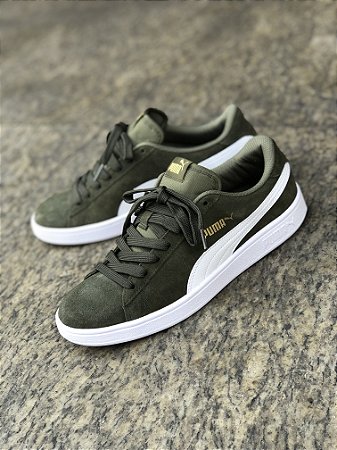 Tenis Puma Smash Verde Oliva - Lace Sneakers