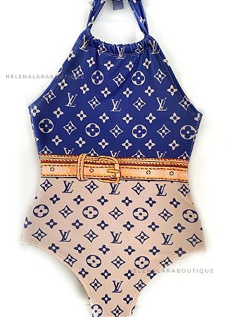 Maiô azul/bege LV inspired