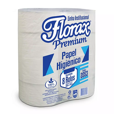 PAPEL HIGIÊNICO VIRGEM PREMIUM C/8X300 M FLORAX